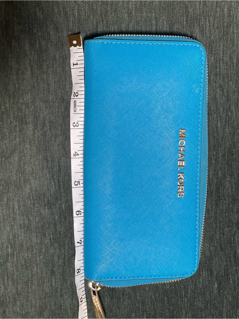Michael Kors Bright Blue Zip-Around Saffiano Wallet - Picture 4 of 5